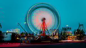 A fast turning ferris wheel which resembles HubSpots flying wheel which also turns